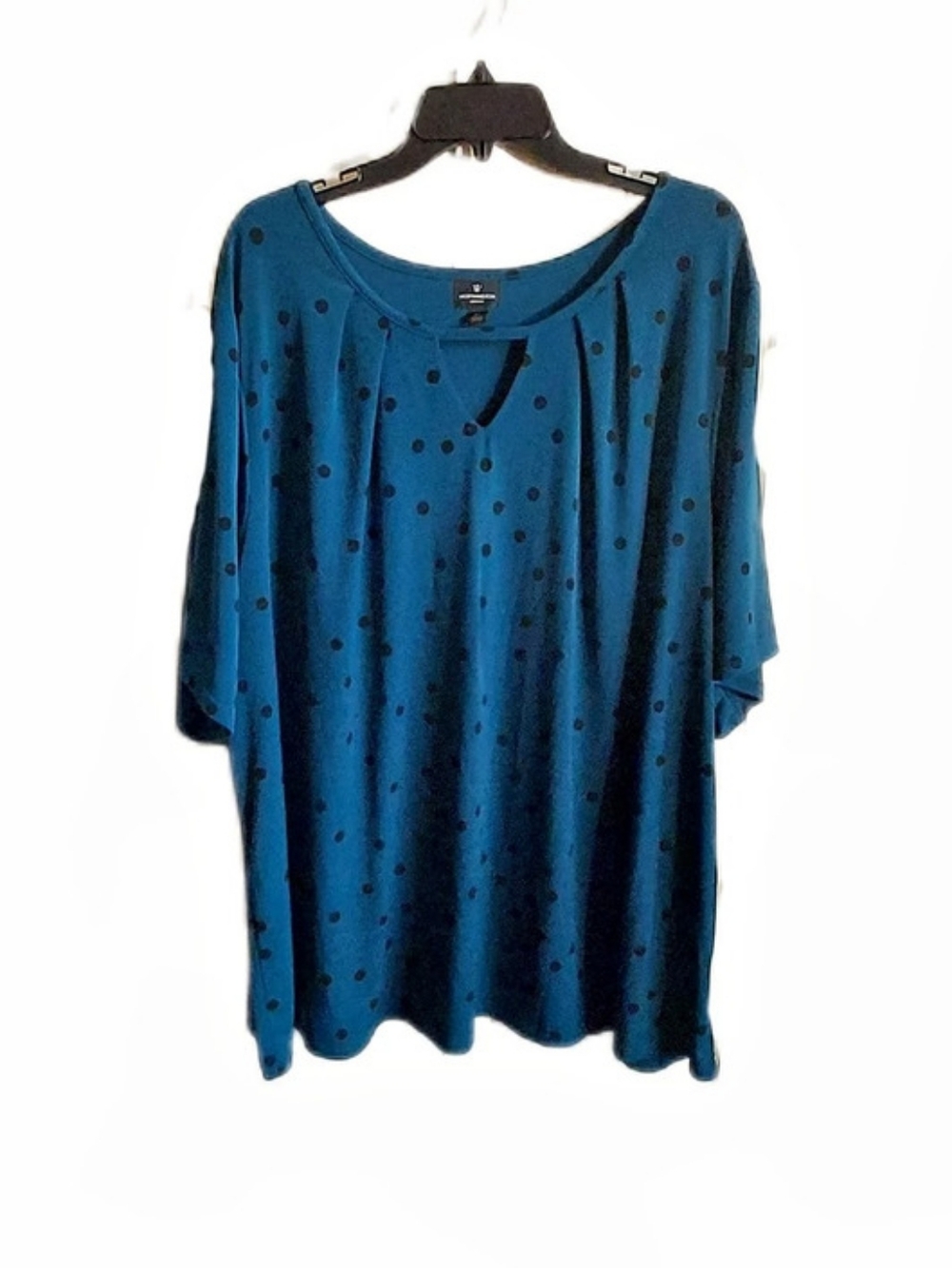 Worthington Polka Dot Short Sleeve Top in Blue & Black 2X